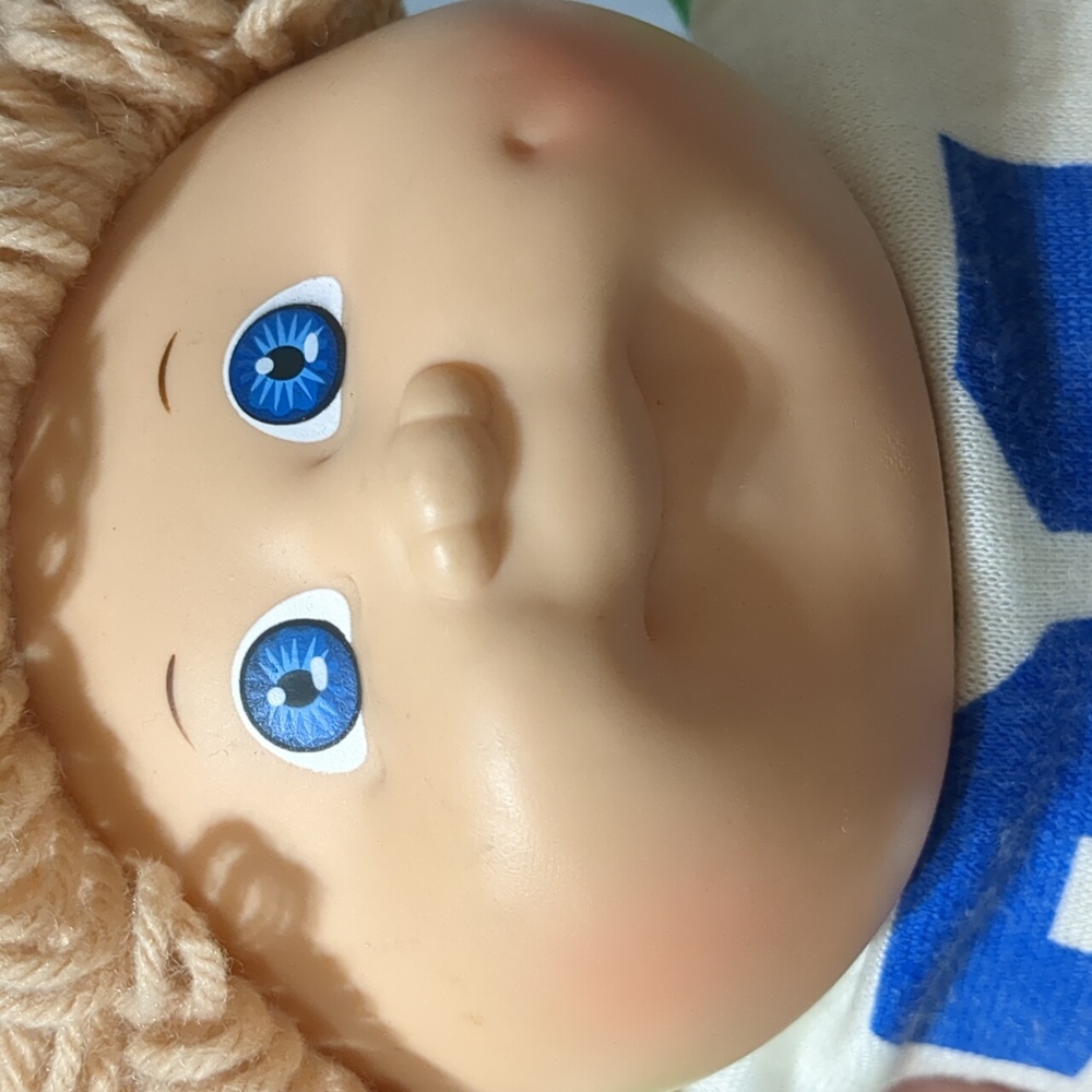 Vintage 1978, 1982 Cabbage Patch Boy Xavier Roberts Blonde Blue Eyes Jersey - Picture 9 of 10
